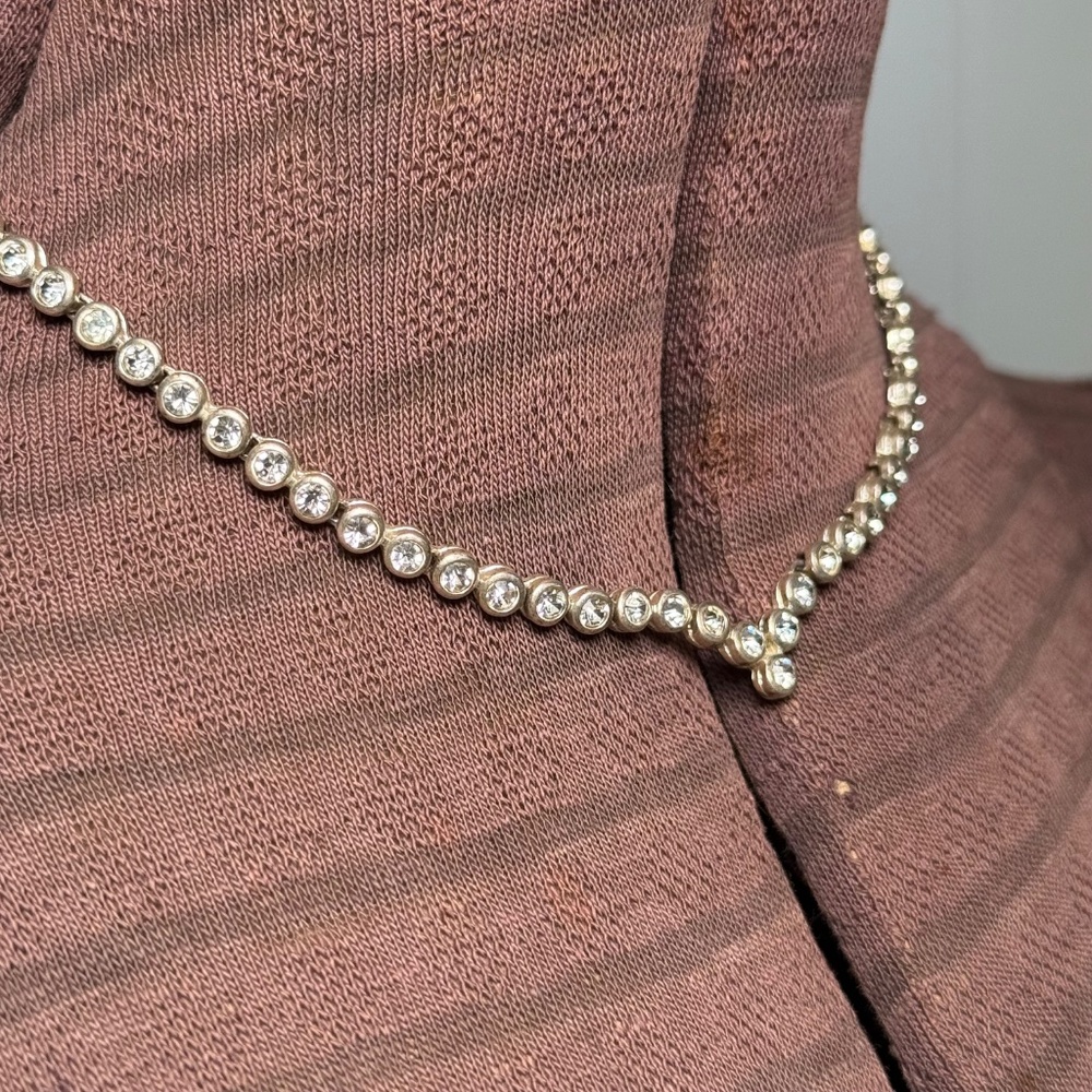 Vintage Avon Rhinestone Tennis V-Shaped Necklace